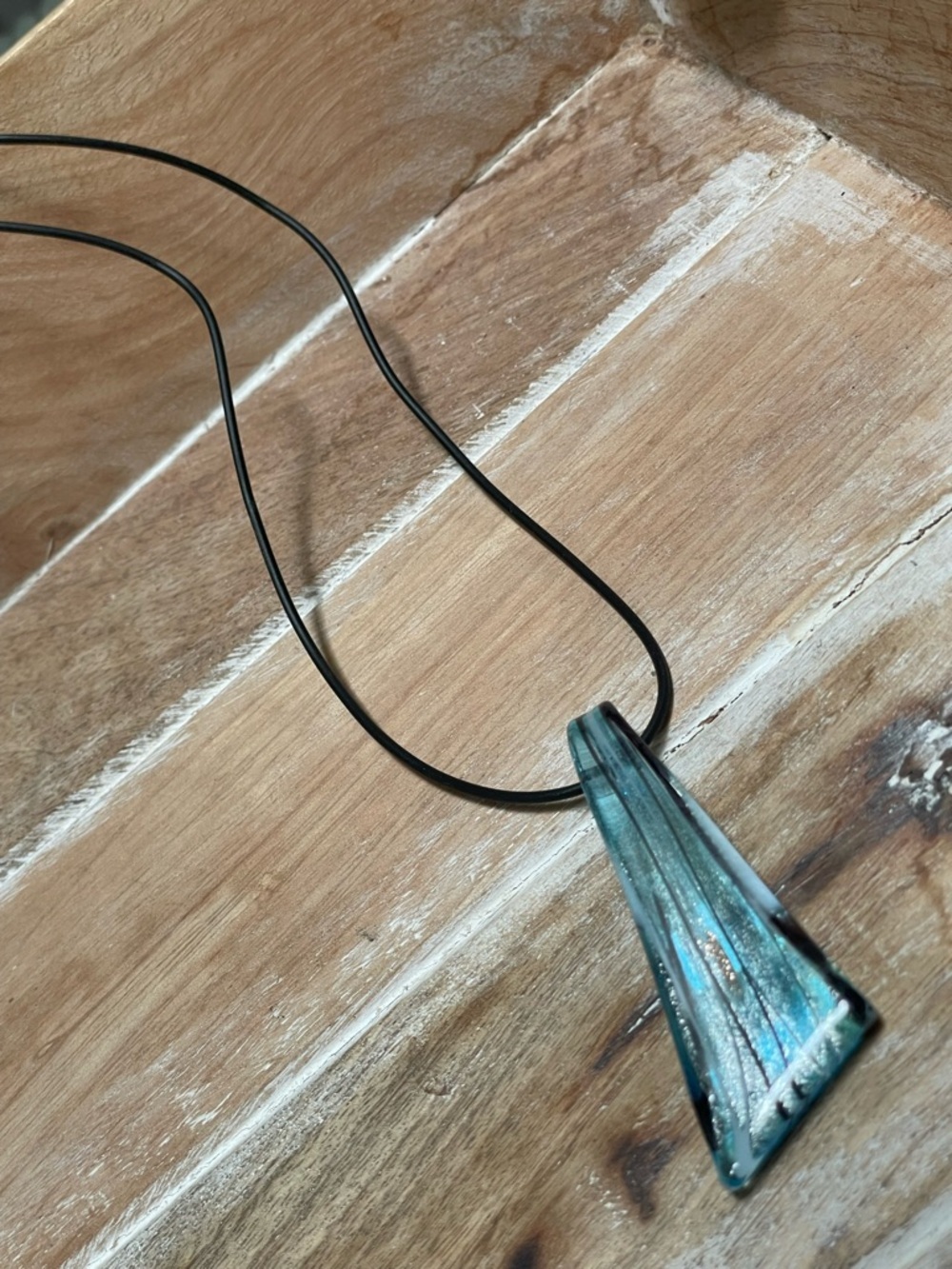Handcrafted Sky Blue Glass Pendant Necklace and Earring Set - Picture 4 of 5